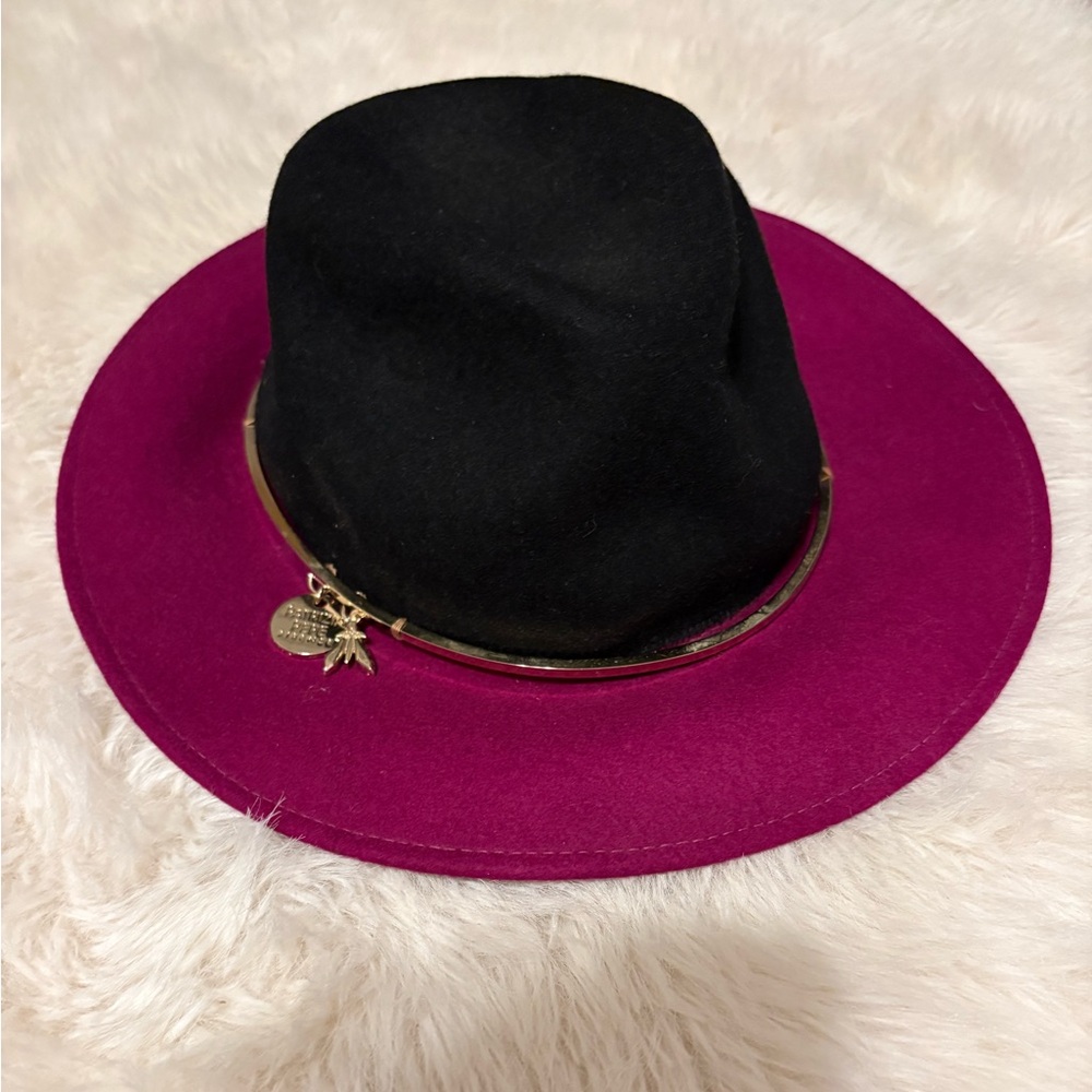 Patrizia Pepe Black and Burgundy Pink Hat
